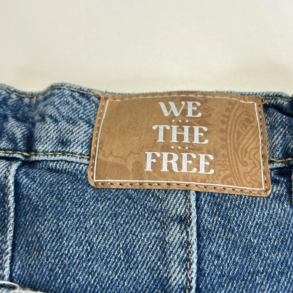 FREE PEOPLE CRVY HIGH WAIST BUTTON FLY BLUE DINEM 100% COTTON SZ 28